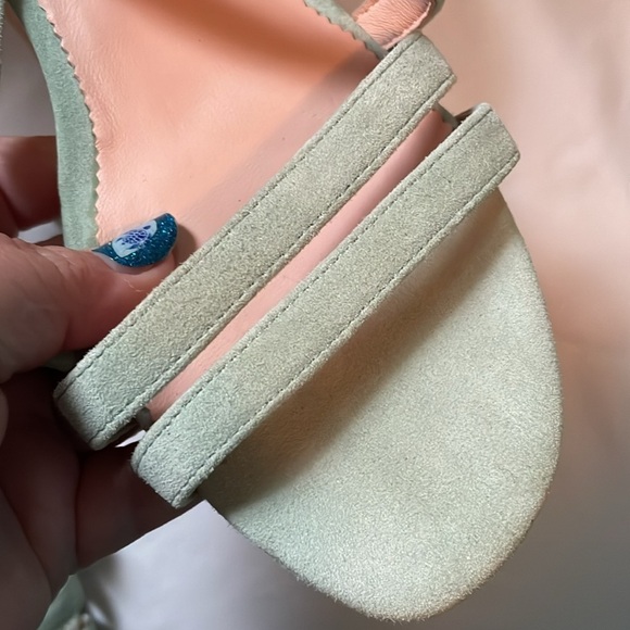 J. Crew Seafoam Green Suede Leather Strappy Heeled Sandals size 7 - Picture 8 of 16